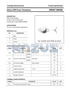 2N6468 datasheet - Silicon PNP Power Transistors