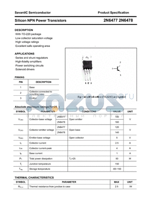 2N6478 datasheet - Silicon NPN Power Transistors