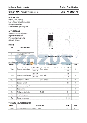 2N6478 datasheet - Silicon NPN Power Transistors