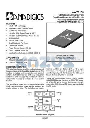 AWT6108M10P8 datasheet - Quad Band Power Amplifier Module