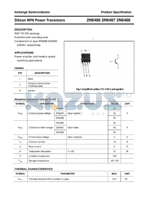 2N6486 datasheet - Silicon NPN Power Transistors