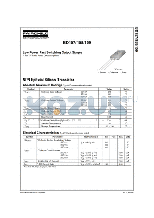 BD157 datasheet - Low Power Fast Switching Output Stages