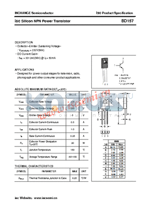 BD157 datasheet - Silicon NPN Power Transistor