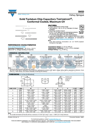 595D107X9025R2T datasheet - Solid Tantalum Chip Capacitors TANTAMOUNT^, Conformal Coated, Maximum CV