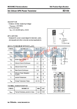 BD159 datasheet - isc Silicon NPN Power Transistor