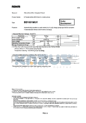 BD1601MUV datasheet - 6-Parallel white-LED Driver for mobile phone