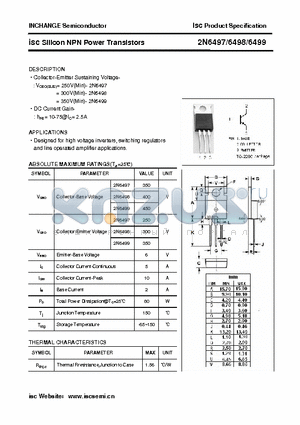 2N6497 datasheet - isc Silicon NPN Power Transistors