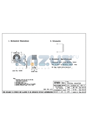 1XF0025-VP datasheet - VERTICAL INDUCTOR