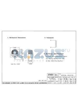 1XF0050-VP datasheet - VERTICAL INDUCTOR