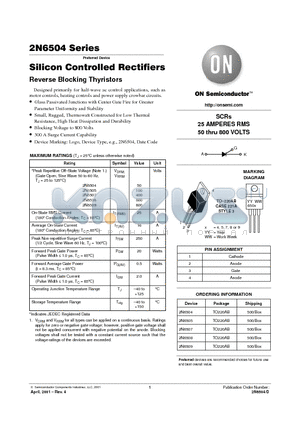 2N6505 datasheet - Silicon Controlled Rectifiers