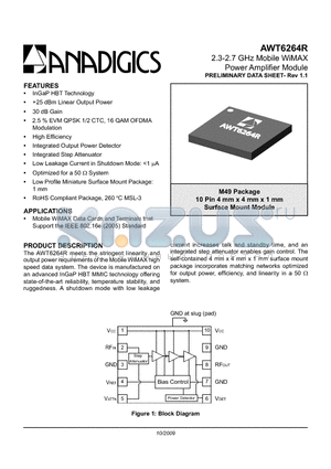 AWT6264RM49P8 datasheet - 2.3-2.7 GHz Mobile WiMAX Power Amplifier Module