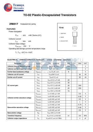 2N6517 datasheet - Plastic-Encapsulated Transistors