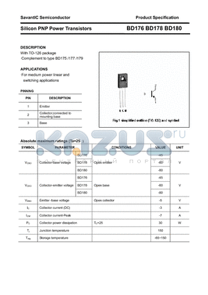 BD176 datasheet - Silicon PNP Power Transistors