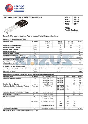 BD175 datasheet - EPITAXIAL SILICON POWER TRANSISTORS