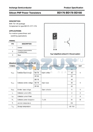 BD178 datasheet - Silicon PNP Power Transistors