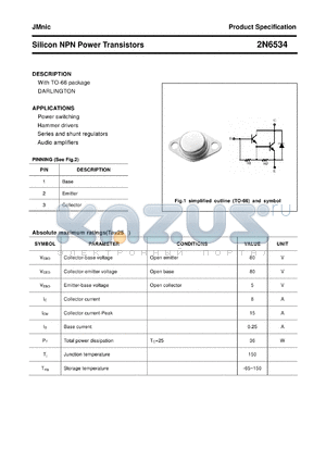 2N6534 datasheet - Silicon NPN Power Transistors