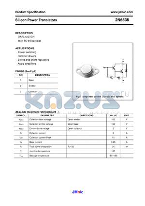 2N6535 datasheet - Silicon Power Transistors