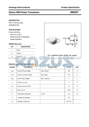 2N6537 datasheet - Silicon NPN Power Transistors