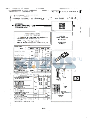 BD186 datasheet - PLASTIC MEDIUM POWER SILICON PNP TRANSISTOR