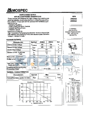 2N6543 datasheet - POWER TRANSISTORS(5A,100W)