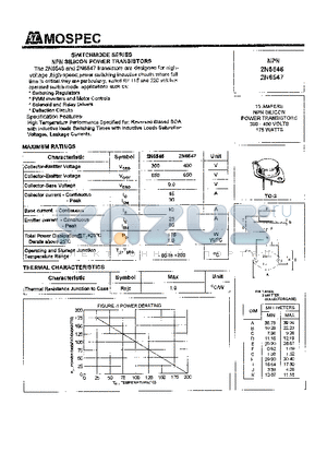 2N6547 datasheet - POWER TRANSISTORS(15A,175W)