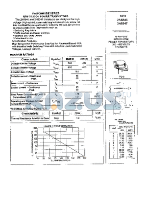 2N6547 datasheet - SWITCHMODE SERIES NPN SILICON POWER TRANSISTORS