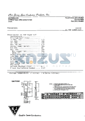 2N6556 datasheet - SI PNP POWER BJT