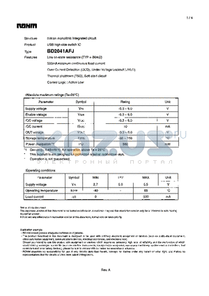 BD2041AFJ datasheet - Silicon monolithic integrated circuit USB high side switch IC