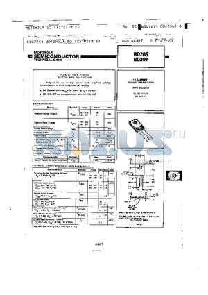 BD205 datasheet - 10 AMPERE POWER TRANSISTOR NPN SILICON