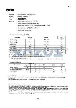BD2055AFJ datasheet - Silicon monolithic integrated circuit USB high side switch IC