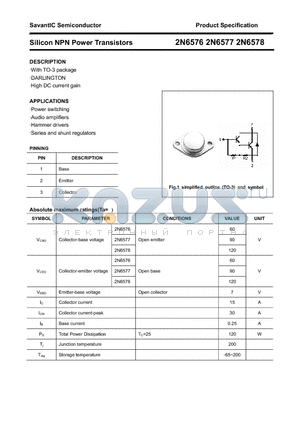 2N6577 datasheet - Silicon NPN Power Transistors