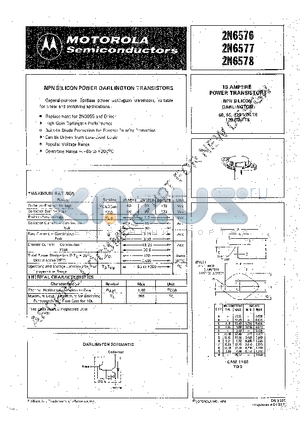 2N6577 datasheet - NPN SILICON POWER DARLINGTON TRANSISTORS