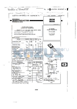 BD206 datasheet - 10 AMPERE POWER TRANSISTOR PNP SILICON