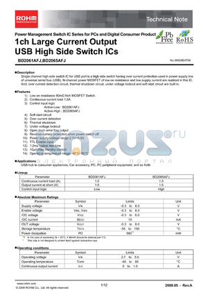 BD2061AFJ_09 datasheet - 1ch Large Current Output USB High Side Switch ICs