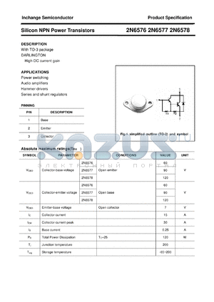 2N6577 datasheet - Silicon NPN Power Transistors
