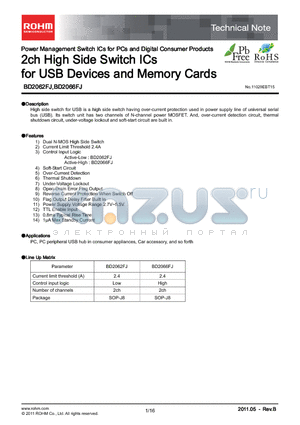 BD2062FJ_11 datasheet - 2ch High Side Switch ICs for USB Devices and Memory Cards