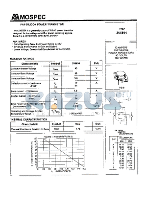 2N6594 datasheet - POWER TRANSISTORS(12A,40V,100W)