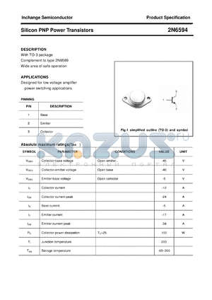 2N6594 datasheet - Silicon PNP Power Transistors