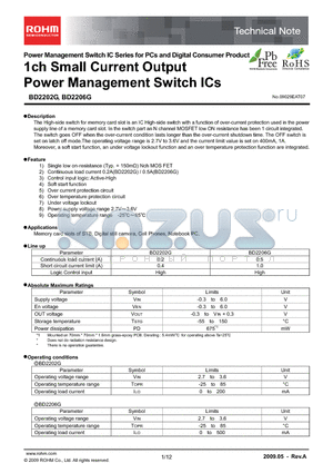 BD2202G_09 datasheet - 1ch Small Current Output Power Management Switch ICs