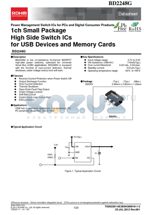 BD2248G-TR datasheet - 1ch Small Package High Side Switch ICs for USB Devices and Memory Cards