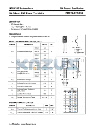 BD227 datasheet - isc Silicon PNP Power Transistor