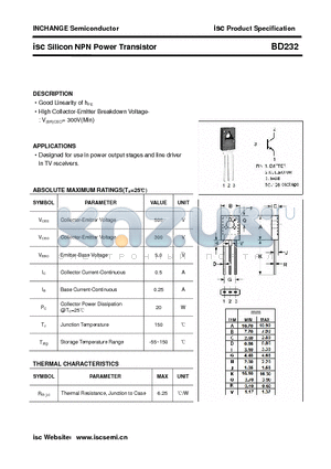 BD232 datasheet - isc Silicon NPN Power Transistor