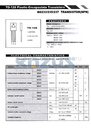 BD233 datasheet - TO-126 Plastic-Encapsulate Transistors