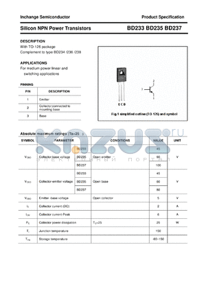 BD237 datasheet - Silicon NPN Power Transistors