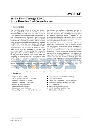 5962-01A1801VYC datasheet - 16-Bit Flow-Through EDAC Error Detection And Correction unit