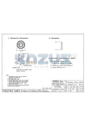 2XF0075-HO datasheet - HORIZONAL OPEN TOROID