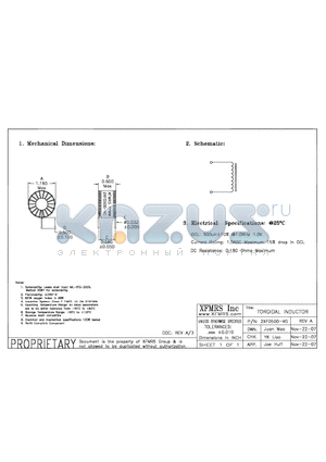 2XF0500-VO datasheet - TOROIDAL INDUCTOR