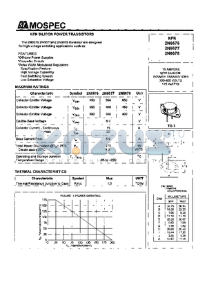 2N6676 datasheet - POWER TRANSISTORS(15A,175W)