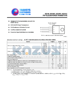 BD240 datasheet - PNP SILICON POWER TRANSISTORS