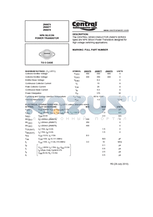 2N6677 datasheet - NPN SILICON POWER TRANSISTOR